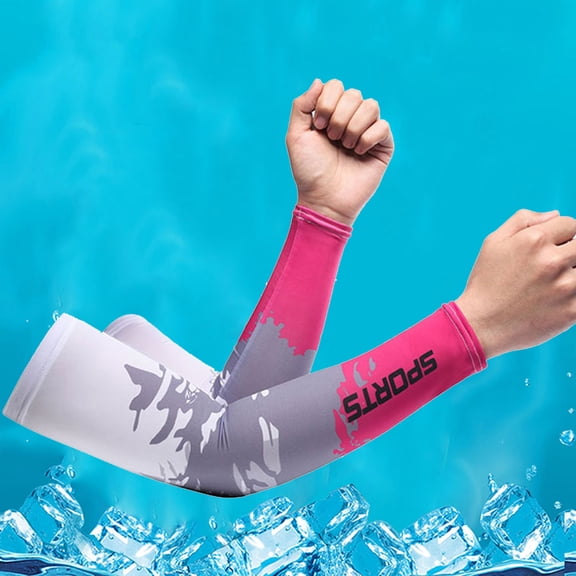 Pxiakgy 1 Pairs Arm Sleeve Uv Sun Protection Sleeves Cooling Sports Sleeve Anti Slip Ice Silk Warmers Arm Covers for Men Women Summer Outdoor Sports Ice Sleeve Arm Guard Detachable Sleeves Hot Pink