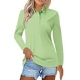 thumbnail image 1 of Pxiakgy Women's Polo Shirts Cotton 3-Button Long Sleeve Collared Tops Summer Cool Shirt Uniform Casual Shirts Women's Short Sleeved Slim Fit Casual Fashion Top Mint Green S, 1 of 5