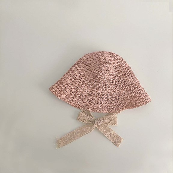 Pxiakgy Baby Girl / Adult Straw Hat Outdoor Baby Sun Protection Hats Summer Bowknot Beach Cap Lady Straw Beach Hat Floppy Wide Brim Portable Sun Hat Uv Protection Summer Travel Sunhat with Lace Band