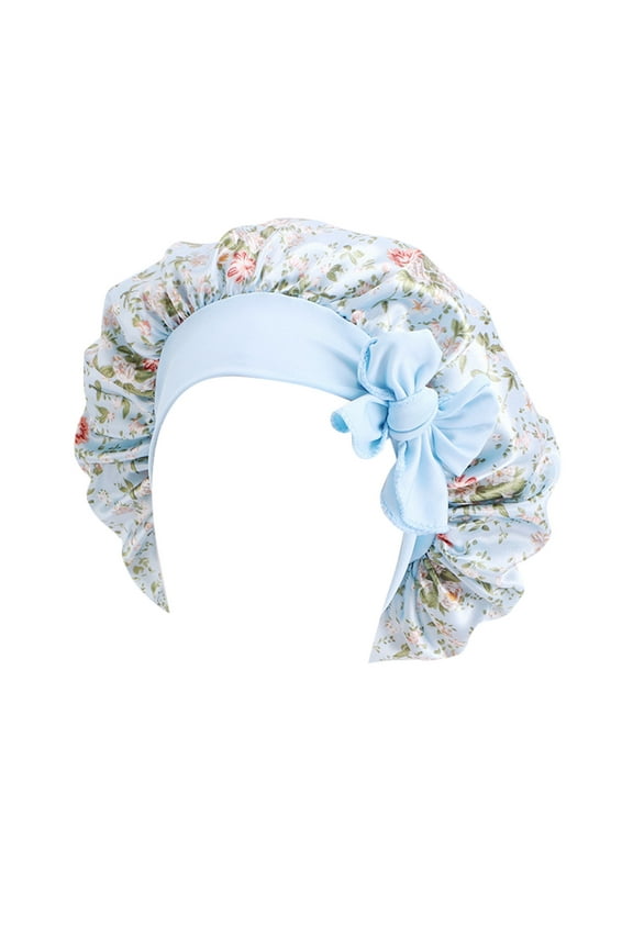 Baby Hair Bonnet for Sleeping - Kids Silk Satin Bonnets for Girls Curly Hair,Satin Sleep Bonnet for Teens Toddler Child Turban Head Wrap Turban Hats Shower Cap Bathing Hair Shower Caps Blue