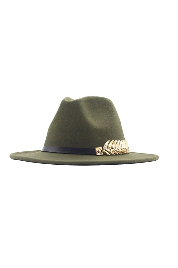 Baseball Caps for Women 2025 Trendywomens Panama Hat Classic Belt Hat Wool Buckle Wide Floppy Caps Army Green One Size