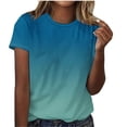 thumbnail image 1 of Pxiakgy Basic T Shirts for Women Women‘S Short Sleeve Gradient Color Fashion Round Neck Casual T Shirt Gradient Color Short Sleeve Casual Summer Tops Trendy Solid Loose Fit Tshirt Green L, 1 of 5