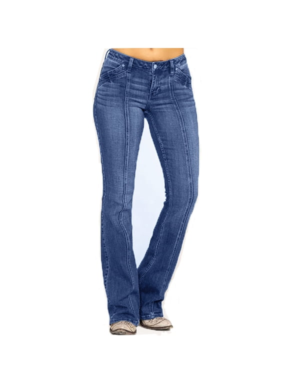 Bell Bottom Jeans for Women Low Rise Flare Jeans Butt Lifting Jeans Mid 90s Bootcut Jeans Plus Size Wide Leg Pant Blue XS