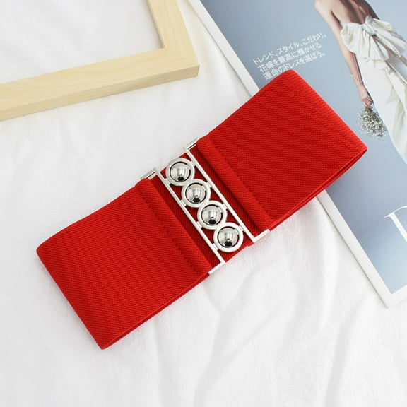 Pxiakgy Belt for Women 2025 Trendyelastic Waistband Closure Embellishment with Wide Elastic Waist and Accessory Red One Size