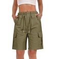 thumbnail image 1 of Pxiakgy Bermuda Shorts for Women Athletic Biker Shorts Women Cargo Shorts for Women Workout Summer Women's Solid Color Multi Pocket Casual Pants Workwear Short Pants Green Xl, 1 of 8