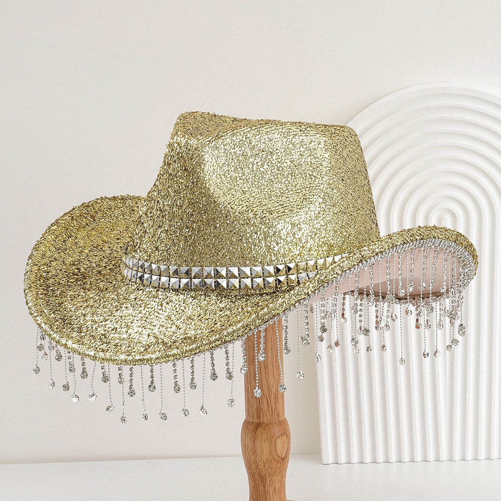 Pxiakgy Bridal Cowgirl Hat for Bachelorette Party,Rhinestone 