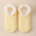 thumbnail image 1 of Pxiakgy Butter Soft House Slippers for Women, Cozy Sherpa-Lined Slipper Socks for Women Soft Sole Non-Skid Machine Washable Winter Thick Short Shoes and Socks Warm Plush Floor Socks Yellow, 1 of 3