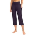 thumbnail image 1 of Pxiakgy Capri Pants for Women High Waist Workout Yoga Pants with Pockets Tummy Control Leggings Loose Dress Athletic Crop Straight Leg Pants,Workout Gym Outfits Soft Wide Leg Lounge Pants Purple 3XL, 1 of 4