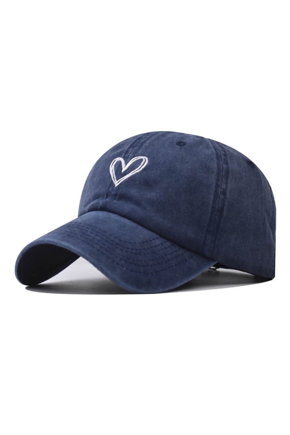 Classic Structured Baseball Cap Adjustable Snapback Ball Caps for Heart Print Embroidery Running Workouts Outdoor Washed Golf Dad Hat Adjustable Cap Sun Washable Beach Outdoors Visors Navy