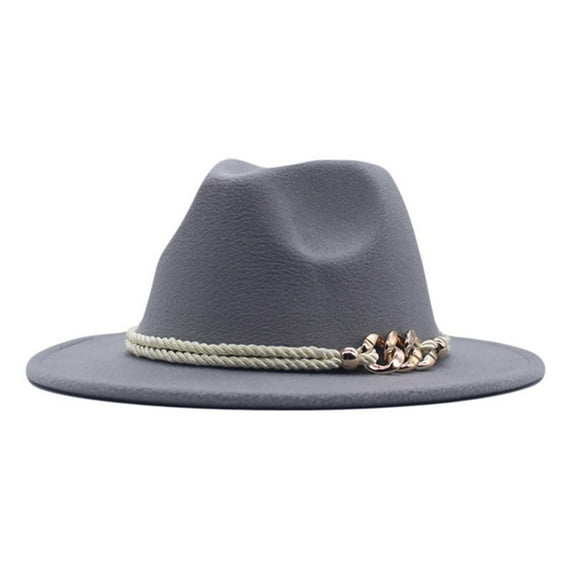 Pxiakgy Classic Wide Brim Floppy Panama Hat-Men & Women's Fedora Hat for Rancher, Jazz, Vintage & Church Hat Classic Wide Belt Floppy Wool Womens Hat Panama Buckle Caps Grey One Size