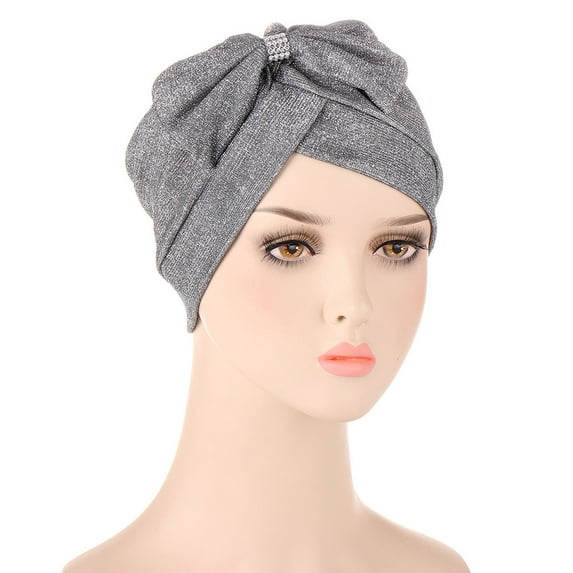 Pxiakgy Clearance Sale!! 2025 New Turbans for Women Head Wraps for Black Women Stretch Women Muslim Turban Hatbow Hair Bonnet Head Wrap Cover Dark Grey One Size