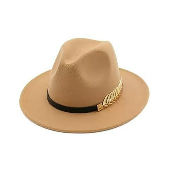 Pxiakgy Clearance Sale!! Hats for Women Fashionable 2025 Women's Wide Brim Fedora Panama Hat with Belt Buckle Coloured Beige One Size