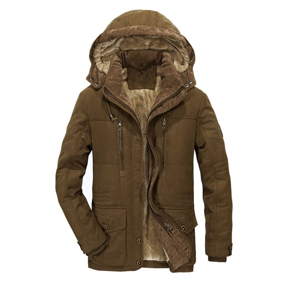Pxiakgy Coat for Men Mens Autumn And Winter Fashion Casual Zipper Stereo Patch Pocket Plus Velvet Cotton Padded Jacket Coat for Men Clearance Size: Xxl-6Xl