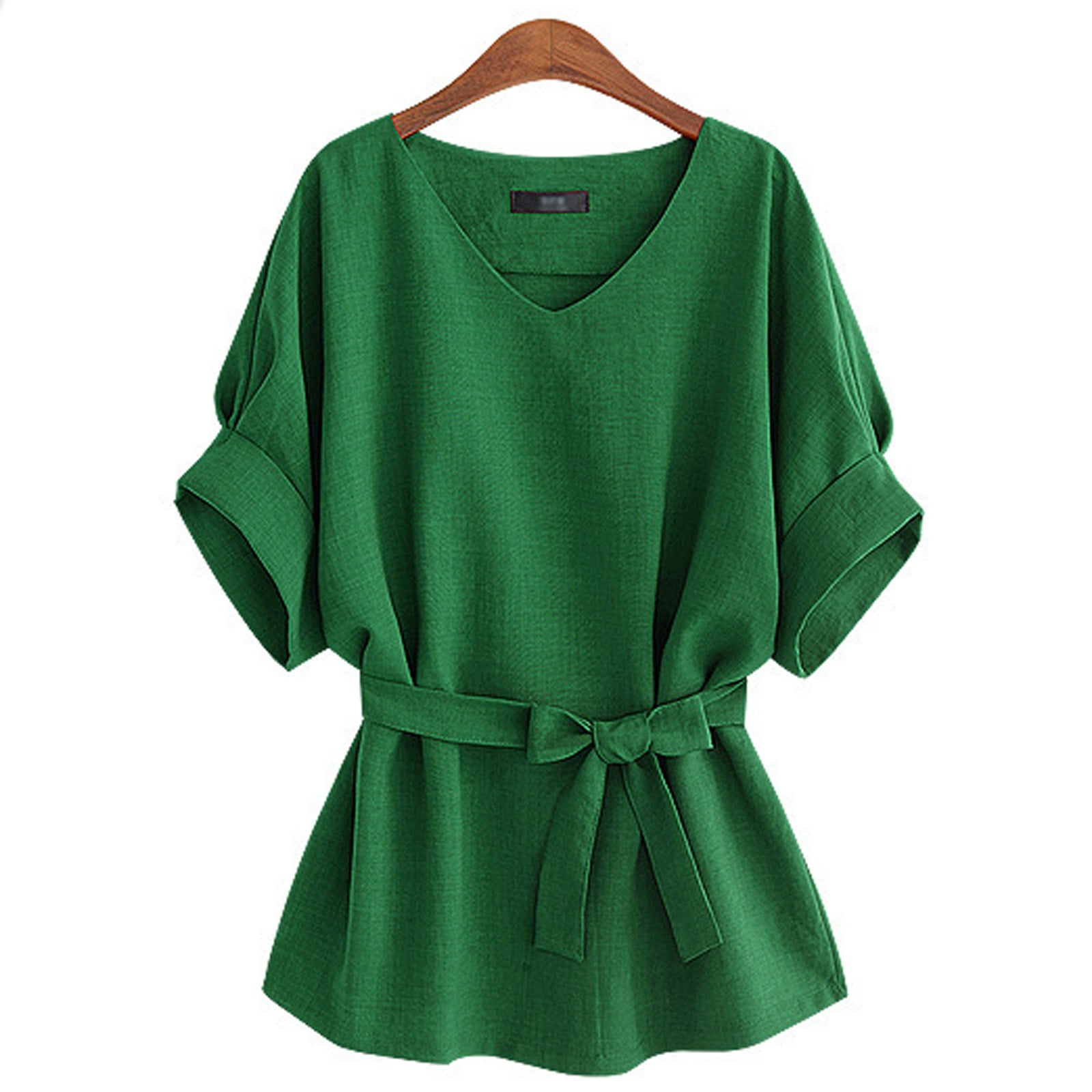 Pxiakgy Cotton Linen Shirts for Women Short Sleeve 2025 Trendy V Neck ...
