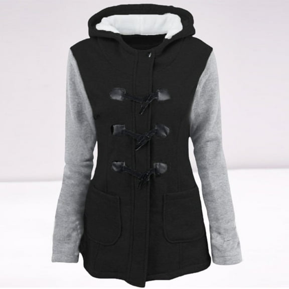 Pxiakgy Fashion Women Windbreaker Outwear Pacthwork Slim Long Coat Jacket Trench Black + S