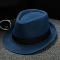 thumbnail image 1 of Pxiakgy Fedora Hats for Men Women Short Brim Unisex Summer Beach Style 1920S Party Accessories,Retro Jazz Hat Soild British Sun Hat Classic Panama Hat Jazz Hat British Sun Hat Travel Sun Hat Blue, 1 of 3