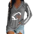 thumbnail image 1 of Pxiakgy Football Shirts for Women 2025 Cute Graphic Print Fall Sweatshirts V Neck Long Sleeve Football Sweatshirts Game Day Heart Football Pullover Tops Mom Shirts Rugby Heart Print T Shirt Grey Xxl, 1 of 6