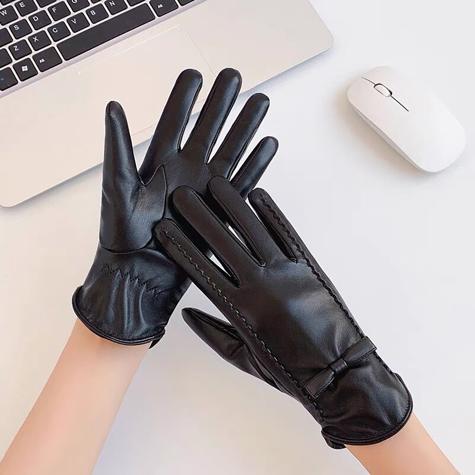 chinese dress ladies Women's Three-Point Long Opera Leather Gloves, Black / 7 main image 0