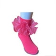 thumbnail image 1 of Pxiakgy Girls Ruffle Socks Toddler Girl Frilly Dress Socks Double Lace Big Ruffles Fold Over Church Fancy Sock for Baby Kids Children's Socks with Lace Ankle Socks Dance Cute Sock Hot Pink L, 1 of 4