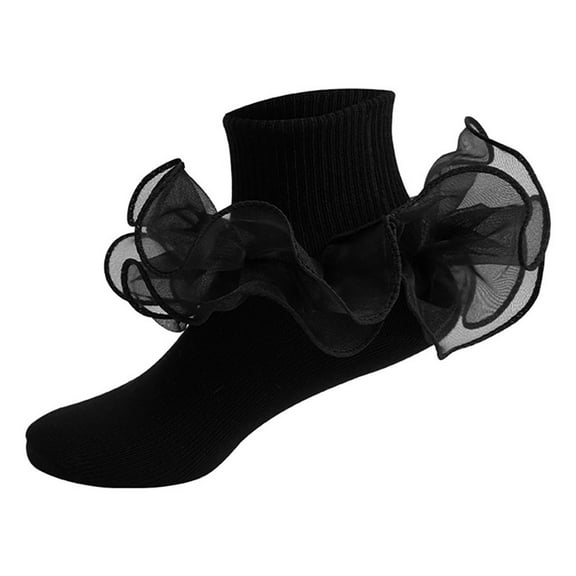 Pxiakgy Girls Ruffle Socks Toddler Girl Frilly Dress Socks Double Lace Big Ruffles Fold Over Church Fancy Sock for Baby Kids Children's Socks with Lace Girls Ankle Socks Kids Dance Sock for Cute Bab