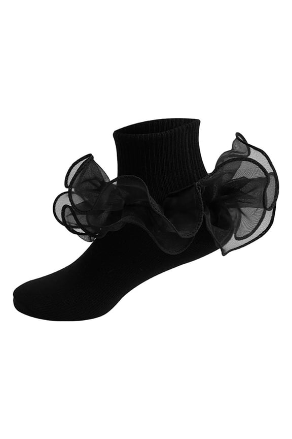 Girls Ruffle Socks Toddler Girl Frilly Dress Socks Double Lace Big Ruffles Fold Over Church Fancy Sock for Baby Kids Children's Socks with Lace Girls Ankle Socks Kids Dance Sock for Cute Bab