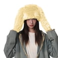 thumbnail image 1 of Pxiakgy Hats for Women 2025 Trendy Fashion Ladies Winter Hat Long Ear Hat Cozy Thick Plush Warm Windproof Ear Pure Color Lightweight Uni Cosplay Cap Black Yellow One Size, 1 of 3