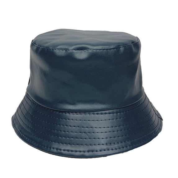 Pxiakgy Hats for Women 2025 Trendy Uni Fashion Bucket Hat Pu Leather Rain Hat Fishmen Cap for Women Navy A