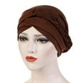 thumbnail image 1 of Pxiakgy Hijab Chemo Cancer Beanies Turbans Hats Skull Caps Twisted Hair Cover Headwrap Turban Headwear for Women Women Solid Plait Hat Muslim Cancer Turban Wrap Cap Coffee One Size, 1 of 2