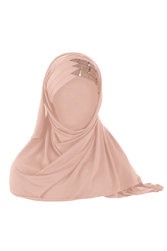Hijab Scarf for Women 2025 Trendy Women Glitter Sequin Hijab Muslim Head Wrap Scarf Long Turban Headband Hair Cap Shawl Pink One Size