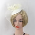 thumbnail image 1 of Pxiakgy Hot Sale!! Fascinators Hats for Women Tea Party Church Hat, Kentucky Derby Hat, Wedding Mesh Feather Headband & Hair Clip Flower Feather Mesh Tea Hairband for Women Beige One Size, 1 of 9