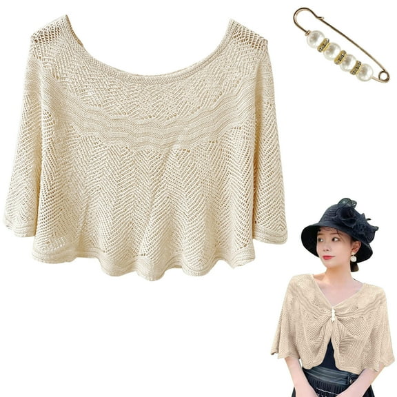 Pxiakgy Ice Silk Knitted Shawl, Summer Hollow-Out Knit Wrap for Women Women Casual Open Knit Top Lace Summer Lightweight Solid Hollow Out Knitted Sun Proof Shawl Beige One Size