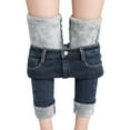 thumbnail image 1 of Pxiakgy Jeans for Women High Waisted Pull On Fleece Lined Leggings Stretchy Denim Skinny Jeggings Thermal Winter Pants Thick Slim Fit Warm Jeggings Dark blue L, 1 of 7