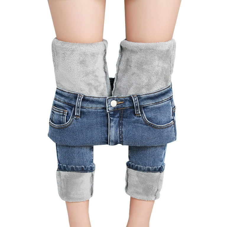 Pxiakgy Jeans for Women High Waisted Pull On Fleece Lined Leggings