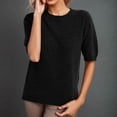 thumbnail image 1 of Pxiakgy Knit Tops for Women Womens Short Sleeve Sweater Spring Summer 2025 Round Neck Solid Color Pullover Short Sleeve Knit Sweater Vest Tops Shirts for Women Trendy Summer Black Xl, 1 of 9