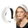 thumbnail image 1 of Pxiakgy Knotted Headbands for Women Wide Turban Headband Yoga Exercise Ribbing Hair Hoop Hair Bands Accessories Velvet Headband Women's Wide Padded Headband for Women and Girls White One Size, 1 of 4