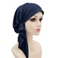 thumbnail image 1 of Pxiakgy Large Satin Head Scarf for Women Silk Hair Scarf Solid Color Hair Bandana for Night Hair Wrap Sleeping Head Hat Cap Ethnic Pre Tied Braid Cover Wrap Turban Headwear Hat Navy One Size, 1 of 6