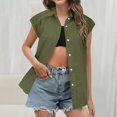 thumbnail image 1 of Pxiakgy Linen Shirts for Women Women's Elastic Cuffs Cotton Linen Button Up Shirt for Daily Casual Commuting Summer Loose Fit Sleeveless Button Down Shirts for Women Green Xl, 1 of 7