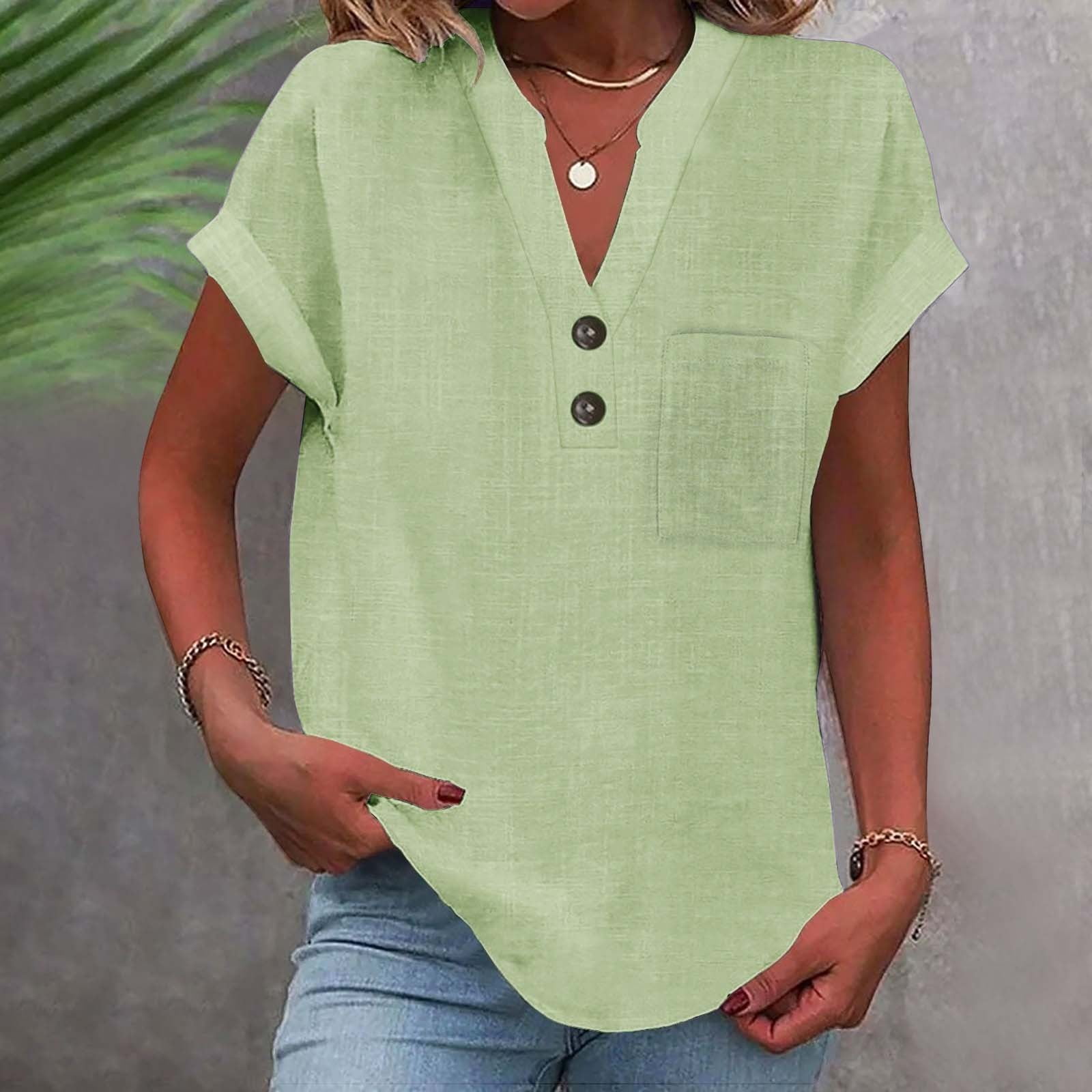 Women's V-Neck T-Shirt – Short Sleeve Loose Fit Tunic Top | Casual Knit Tee In Sizes S-XXL - View #3