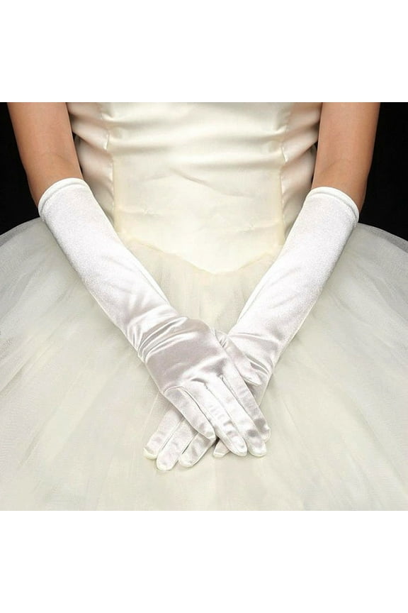 Long Opera Party Gloves for Women 1920S Satin Gloves Costumes Elbow Length Bridal Evening Dress Gloves Prom Opera Gloves Satin Wedding Long Bridal Evening Party Gloves/Mittens White One Size