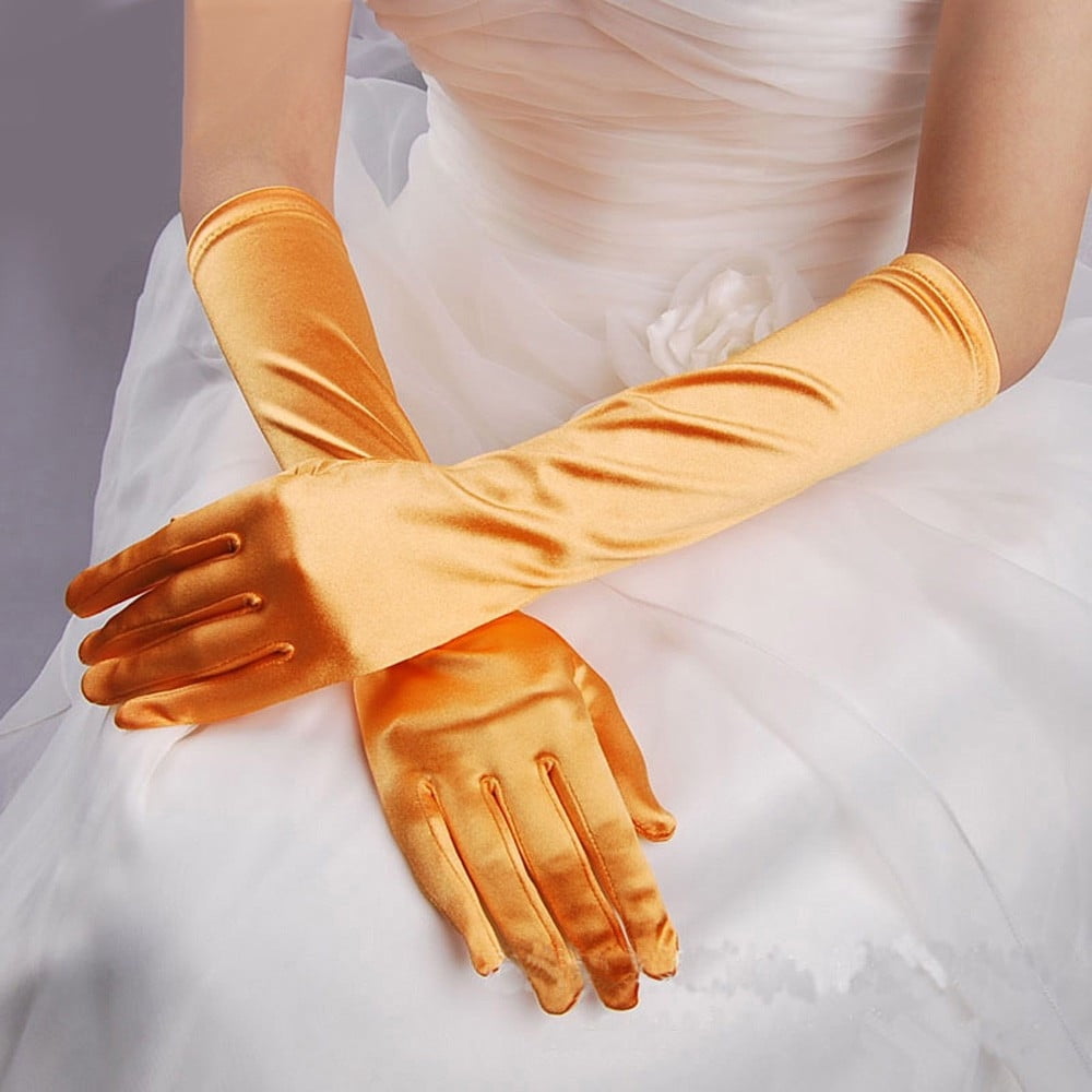1pair Long Opera Satin Gloves For Women, Black Elbow Length Gloves Bridal Fancy Dress Gloves Wedding Evening Party Opera Glovesblack - View #7