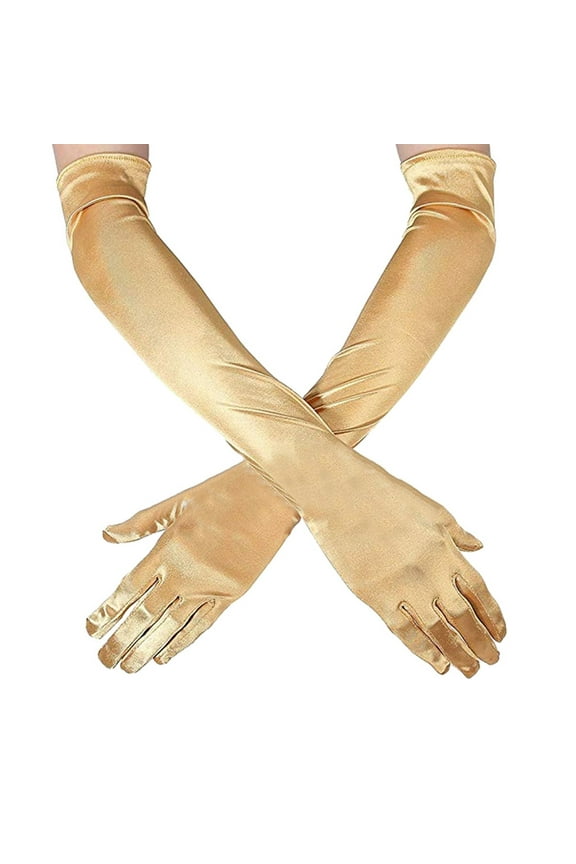 Long Stain Gloves Wedding Glove Tea Party Opera Elbow Length Glove for Women and Girls Gloves Wedding Performance Long Women Dress Evening Adult Gloves Gloves Gold One Size