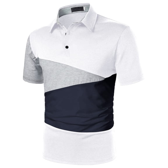 Pxiakgy Men Spring Summer Fashion Sports Top Shirt Cotton Patchwork Button Lapel Short Sleeve Casual Top T Shirt White4 + M