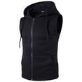 thumbnail image 1 of Pxiakgy Men Spring Summer Vest Shirt Casual Sports Solid Color Top Sleeveless Zipper Hoodie Loose Pocket Blouse Top Black L, 1 of 6