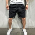 thumbnail image 1 of Pxiakgy Men's Casual Mid Waist Shorts Pant Solid Splice Pocket Drawstring Knee-Length Shorts Casual Loose Fashion Pant Short Black + XXL, 1 of 7