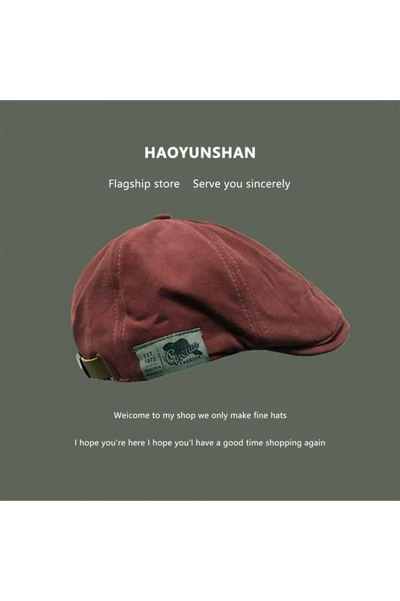 Men's Cotton Newsboy Flat Cap Ivy Stretch-Fit Driver Hunting Hat Men Summer Beret British Solid Color Adjustable Men Beret Hat Painter Hat Red One Size
