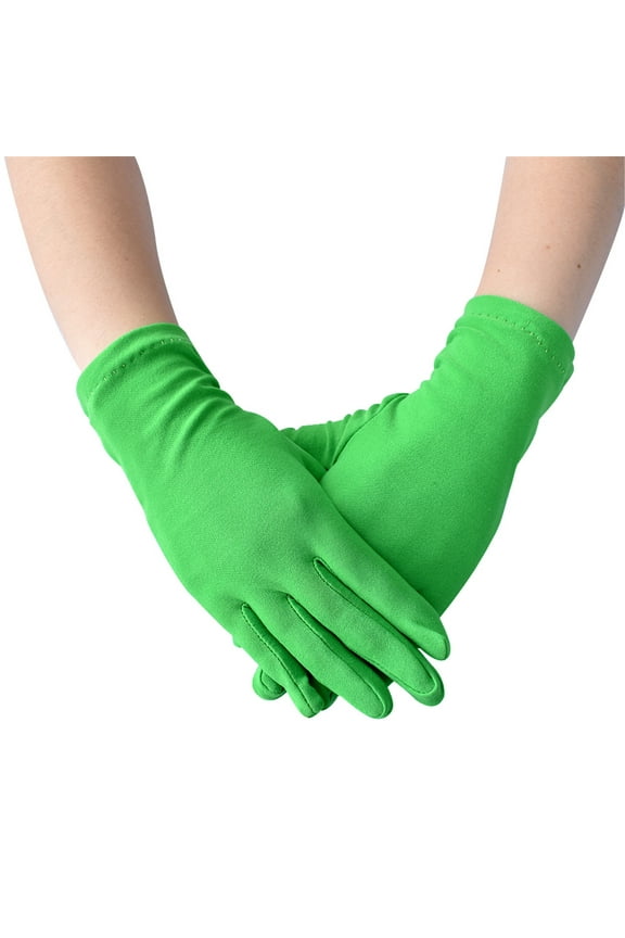 Men's and Women's Gloves Costume Accessories Wrist Length Spandex Stretch Halloween Cosplay Party Wedding Prom Gloves Solid Gloves Ceremonial Women Short Dance Color Accessory Green One Size