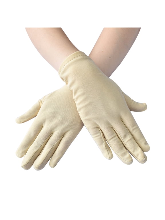 Men's and Women's Gloves Costume Accessories Wrist Length Spandex Stretch Halloween Cosplay Party Wedding Prom Gloves Solid Gloves Ceremonial Women Short Dance Color Accessory Beige One Size