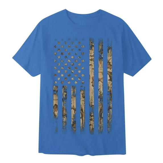 Pxiakgy Mens Independence Day Flag Is Fashionable Casual Soft And Comfortable Small Printed Cotton T Shirt With Rund Neck And Short Sleeves Top Blue + M