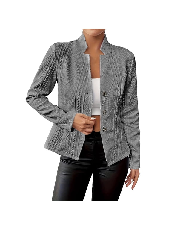 New Button Patterned Small Suit Jacket for Formal Wear During The New School Season Womens Blazer Summer Blazers for Women Lightweight Blazers for Women Business Casual Grey S