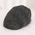 thumbnail image 1 of Pxiakgy Newsboy Cap for Men Adjustable Herringbone Tweed Wool Hats Blend Flat Cap Ivy Cabbie Driving Hat Children Beret Fashionable and Comfortable New Cap Role Playing Beret Black One Size, 1 of 4